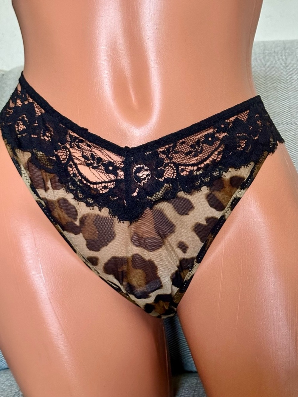 intimissimi Leopard Mesh Cheeky Panty with Black Lace Trim